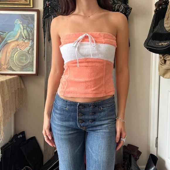 Lydia USA Other - 90s Street Code Orange and White Streetwear Style Tube Top LARGE